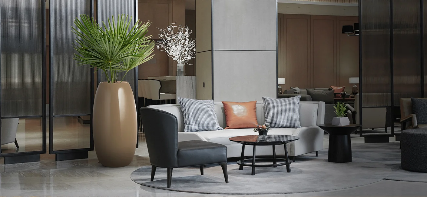 Decorative Planters corin placed at the entrance