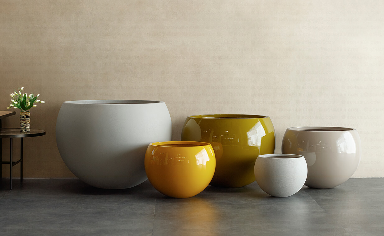 nueso round bowl shaped planters